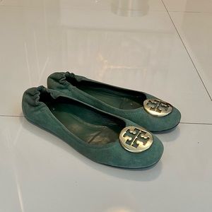 Tory Burch Reva Flat Green Suede Size 8